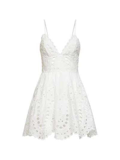 Charo Ruiz White Embroidered Cotton Blend Nix Mini Dress