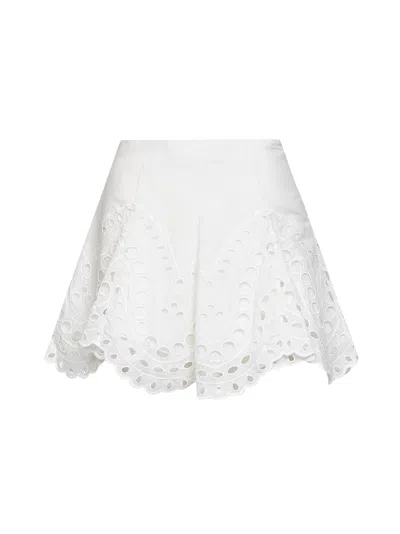 Charo Ruiz White Embroidered Cotton Blend Sail Mini Skirt