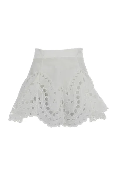 Charo Ruiz White Ruffle Eyelet Skirt