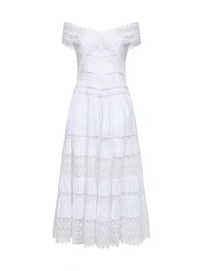 Charo Ruiz White Voile And Guipure Amaira Long Dress