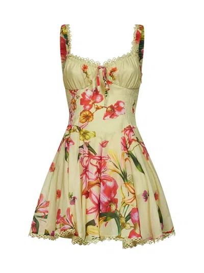 Charo Ruiz Yellow Floral-print Cotton Bora Mini Dress In Multi