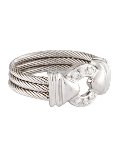 Pre-owned Charriol 18k Diamond Cable Ring In Multi