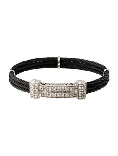 Pre-owned Charriol 18k Diamond Celtic Noir Station Bracelet, 6.5" In Black