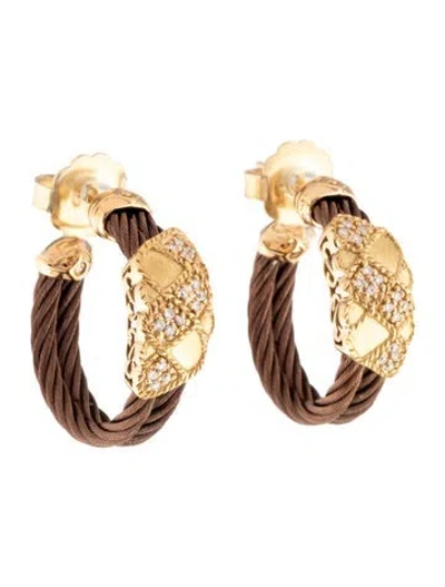Pre-owned Charriol 18k Diamond Celtique Hoop Earrings In Multi