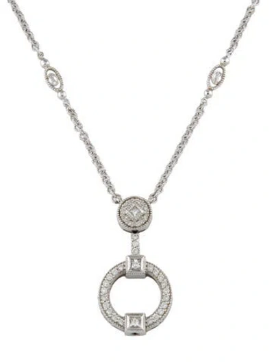 Pre-owned Charriol 18k Diamond Circle Drop Pendant, 16" In Multicolor