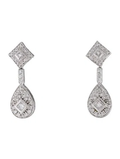 Pre-owned Charriol 18k Diamond Drop Earrings In Multi