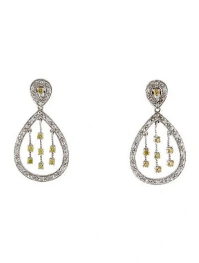 Pre-owned Charriol 18k Diamond Drop Earrings In Multi