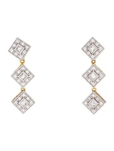 Pre-owned Charriol 18k Diamond Drop Earrings In Multi