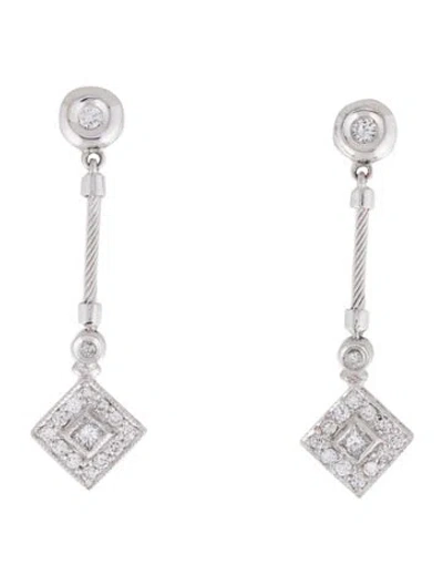 Pre-owned Charriol 18k Diamond Drop Earrings In Multi