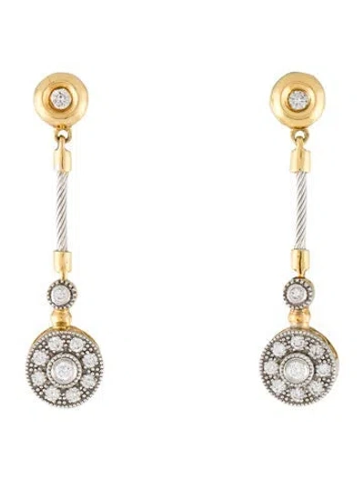 Pre-owned Charriol 18k Diamond Drop Earrings In Multi