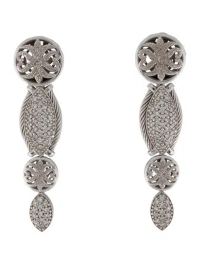 Pre-owned Charriol 18k Diamond Drop Earrings In Multi