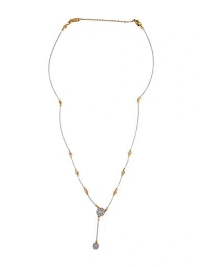 Pre-owned Charriol 18k Diamond Drop Pendant Necklace, 19" In Multicolor