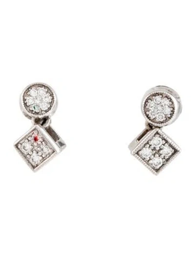 Pre-owned Charriol 18k Diamond Flamme Blanche Earrings In Multicolor