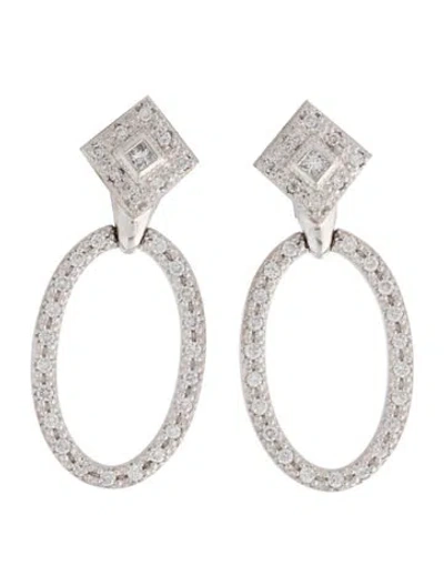 Pre-owned Charriol 18k Diamond Oval Drop Earrings In Multicolor