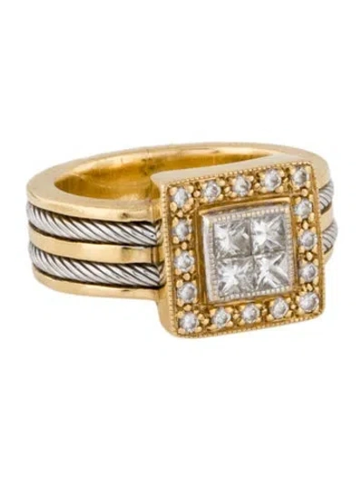 Pre-owned Charriol 18k Diamond Signet Ring In Multi