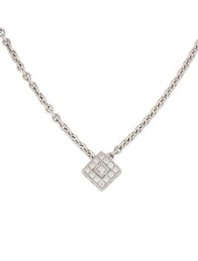 Pre-owned Charriol 18k Diamond Square Pendant Necklace, 16.5" In Multi