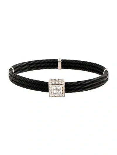 Pre-owned Charriol 18k Diamond Station Bracelet, 6.75" In Black