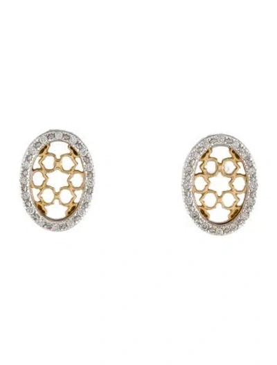 Pre-owned Charriol 18k Diamond Stud Earrings In Multi