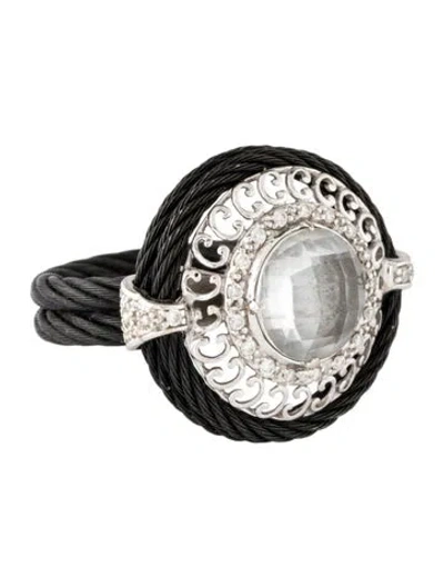 Pre-owned Charriol 18k Topaz & Diamond Celtic Noir Cocktail Ring In Multicolor