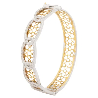 Pre-owned Charriol 18k Two-tone Gold Diamond Bangle, Swiss, 1.00 Carat, Unisex In Multi