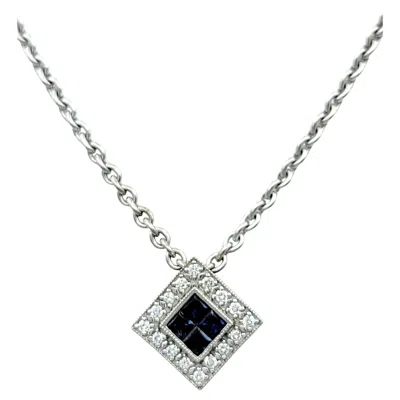Pre-owned Charriol A'lor By  Blue Sapphire And Diamond Pendant Necklace 18 Karat White Gold
