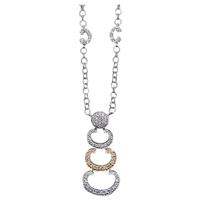 Pre-owned Charriol Authentic 18k White & Yellow Gold Diamond Station Necklace
