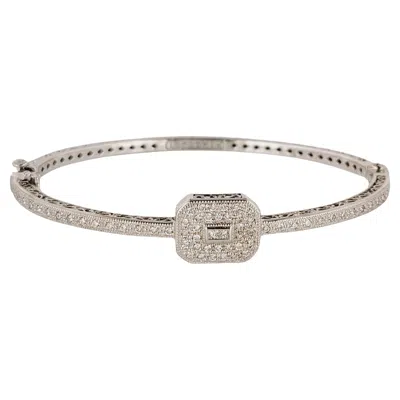 Pre-owned Charriol Blanche Flamme Collection 18 Karat White Gold Diamond Bangle Bracelet