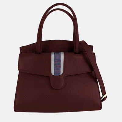 Pre-owned Charriol Bordeaux Leather Deauville Handbag In Burgundy
