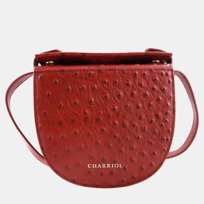 Pre-owned Charriol Bordeaux Leather Passion Ostrich Crossbody In Burgundy
