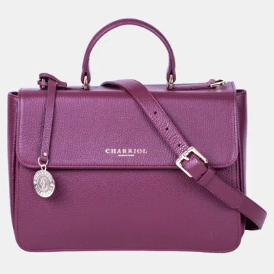 Pre-owned Charriol Bordeux Leather Handbag In Burgundy