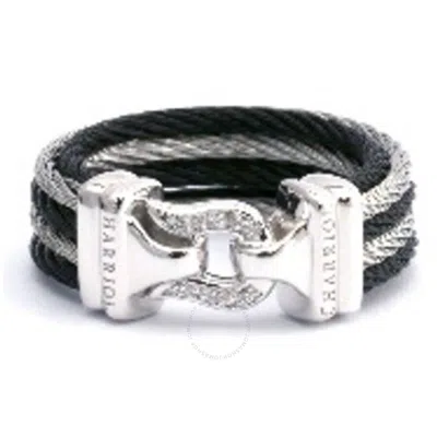 Charriol Brilliant Diamonds Steel And Black Pvd Cable Ring