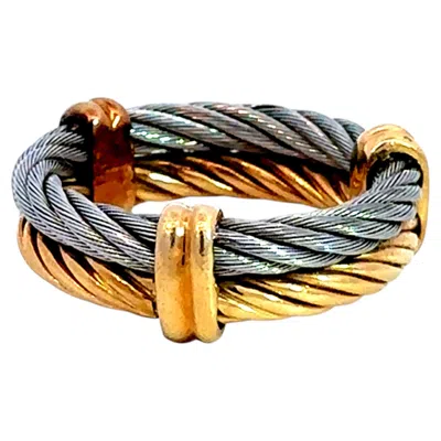 Pre-owned Charriol Cable Ring 18k Yellow Gold And Stainless Steel