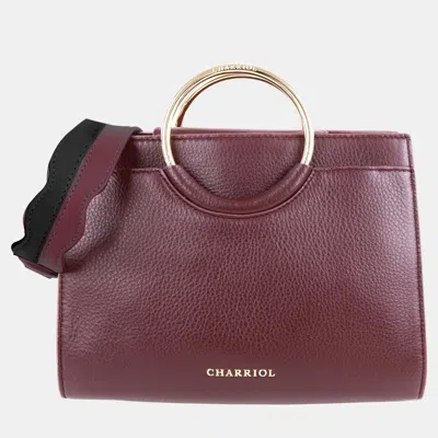 Pre-owned Charriol Chocolate/off White Leather Forever Handbag In Brown