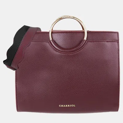 Pre-owned Charriol Chocolate/off White Leather Forever Handbag In Brown