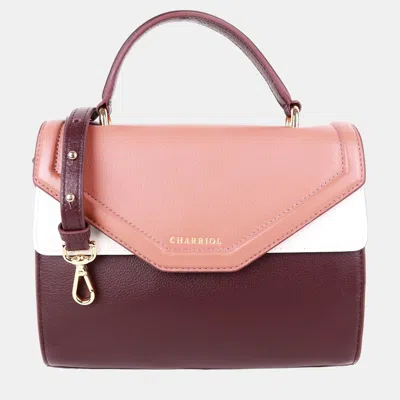 Pre-owned Charriol Chocolate/off White Leather Forever Handbag In Brown