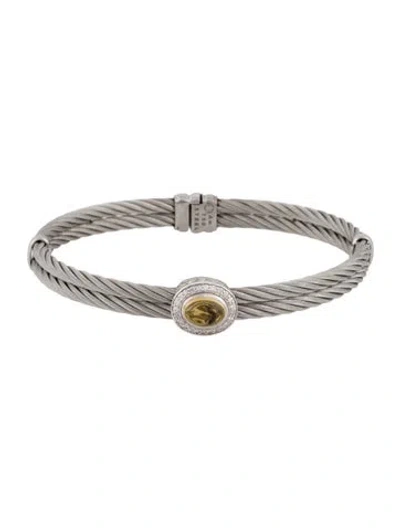 Pre-owned Charriol Citrine & Diamond Cable Bracelet, 7" In Multi