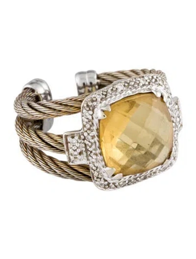 Pre-owned Charriol Citrine & Diamond Celtic Cable Cocktail Ring In Multi