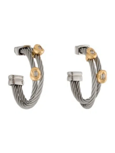 Pre-owned Charriol Colorless Topaz Hoop Earrings In Multi
