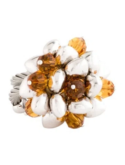 Pre-owned Charriol Crystal Cocktail Ring In Orange