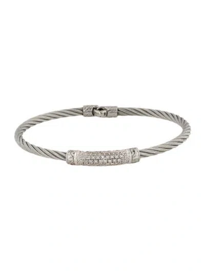 Pre-owned Charriol Diamond Bar Station Bracelet, 6.75" In Multicolor