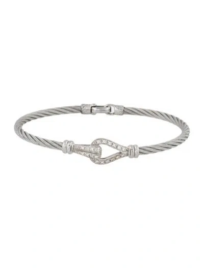 Pre-owned Charriol Diamond Cable Bangle Bracelet, 6.75" In Multi