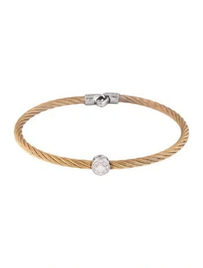 Pre-owned Charriol Diamond Cable Station Bracelet, 7" In Multicolor