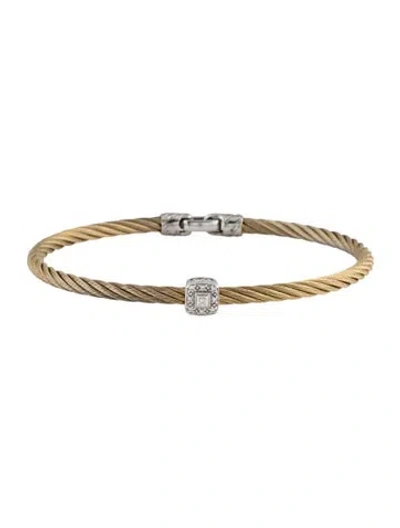 Pre-owned Charriol Diamond Cable Station Bracelet, 7" In Multicolor