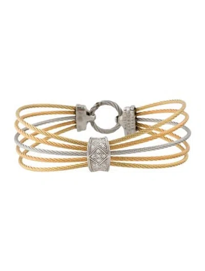 Pre-owned Charriol Diamond Celtic Noir 5 Row Cable Bracelet, 7" In Multicolor