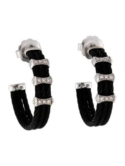 Pre-owned Charriol Diamond Celtic Noir Hoop Earrings In Multicolor