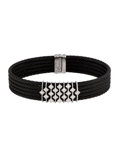 Pre-owned Charriol Diamond Celtic Noir Multi Strand Bangle Bracelet, 7"