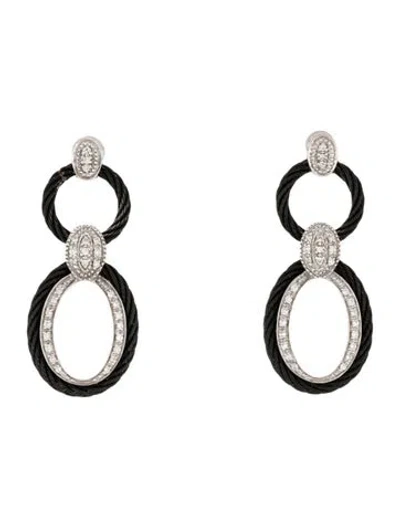 Pre-owned Charriol Diamond Celtic Noir Oval Drop Earrings In Multi