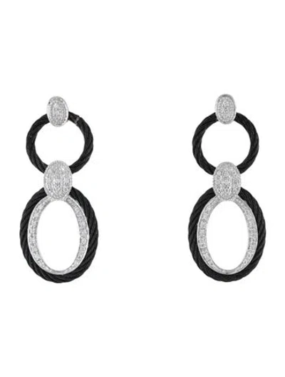 Pre-owned Charriol Diamond Celtic Noir Oval Drop Earrings In Multicolor