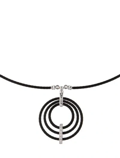 Pre-owned Charriol Diamond Celtic Noir Pendant Necklace, 16.5" In Black