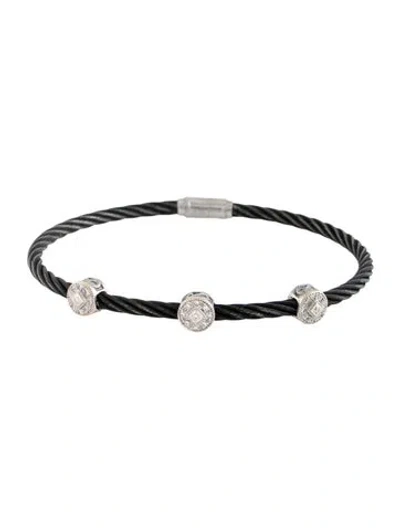Pre-owned Charriol Diamond Celtic Noir Three Station Bangle Bracelet, 6.75", 6.75" In Multicolor